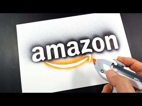 How to draw amazon logo with a stencil | Logo art | Stencil art