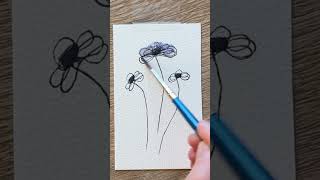 Peaceful Watercolor Flow: Let Your Mind Unwind #shorts #art DIY Watercolor flowers!
