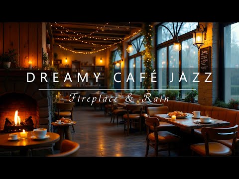 Dreamy Café Jazz with Fireplace & Rain | Ultimate Relaxation