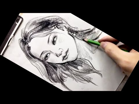 How to Draw a Portrait of Girl Using Reference Photo - Drawing Face Portrait