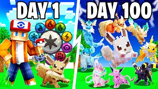 I Spent 100 DAYS as an EEVEELUTION TRAINER in Pokémon Minecraft Vs my Rival! (Duos Cobblemon)