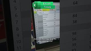 #shorts Rearrange Serial No after deleting a row #exceltips #exceltricks #exceltutorial #excel
