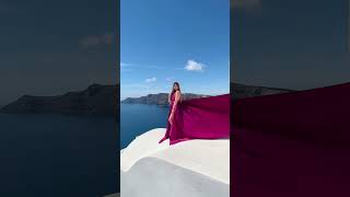 Feel Like a Goddess: Stunning Flying Dress Photoshoot! #santorini  #shorts #viral #foryou
