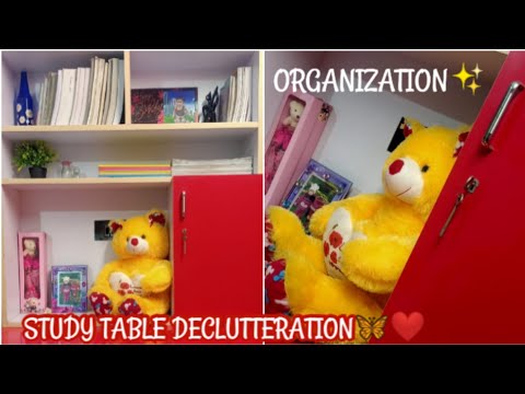 Study table decluttering❤️ Study table makeover🌈 Organising my study table✨#youtube #vlog