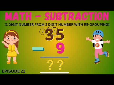 MATH SUBTRACTION 1 DIGIT NUMBER FROM 2 DIGIT NUMBER WITH REGROUPING #education #elementarymath