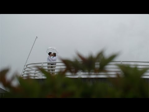 A beautiful rainy day wedding ceremony.