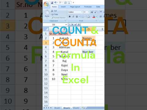 COUNT & COUNTA Function In Excel 😀😇🤣😁😇 COUNT & COUNTA Formula in Excel #excel