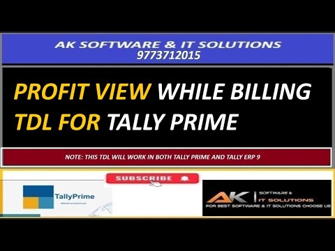 PROFIT VIEW WHILE BILLING TDL FOR TALLY PRIME