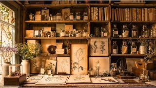 Botanical Jazz Study Room — Vintage Herbarium with Calm Jazz Music for Relax & Focus