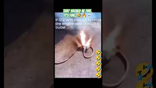 jumpstart your car with a flamethrower outlet 🤣🔥#shorts #jumpstart #jumper #cables #mechanic  #fail