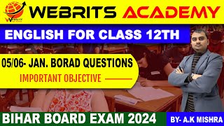 English Class 12 Bihar Board Objective Questions | Important Questions of English Class 12th Bseb