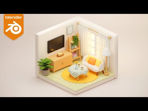 Blender 3D Beginner Tutorial | 3D Isometric Living Room | Part 3