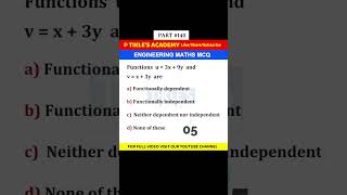 ENGINEERING MATHS MCQ 140 #shorts #engineeringmathematics #tiklesacademy