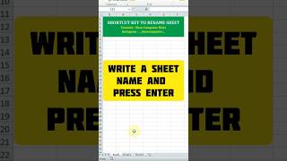 Excel Shortcut Keys | Shortcut Keys to Rename Sheets #shorts #excel