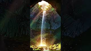 Majestic Waterfall 🌊 #fantasylandscape #hiddenparadise #waterfallcave #mysticalvibes #dreamyworld