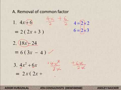 TOPIC 2 LESSON 10 FACTORISATION REMOVAL OF COMMON FACTOR