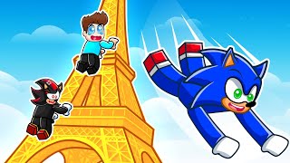 CLIMB THE BIGGEST TOWER AND JUMP DOWN IN ROBLOX !!