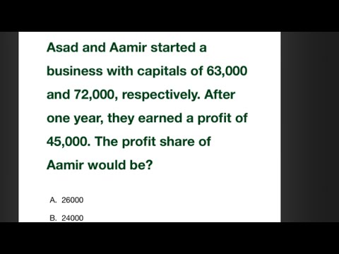 Most repeated MCQs Explanations Math #maths #Test  Fine the profit share of Amir? 63000 , 72000,4500