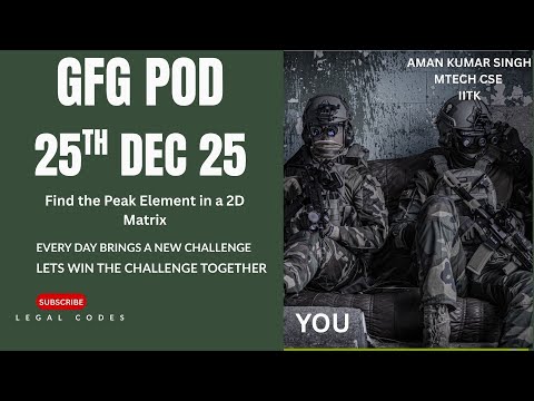 Find Peak Element in 2D Matrix | GFG POD| Optimal Binary Search | C++