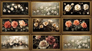 Roses Garden Premium Collection, Vintage Oil Paintings | Gold Framed TV Art Slideshow with Music