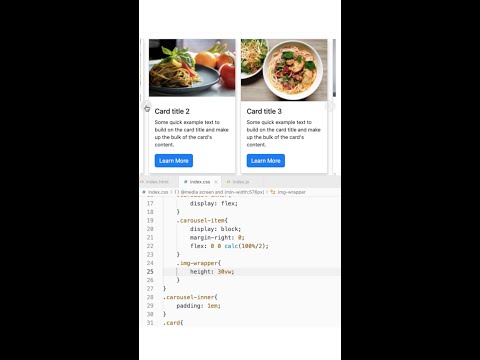 Display two cards in Boostrap card carousel (one at a time) #bootstrap #bootstrap5