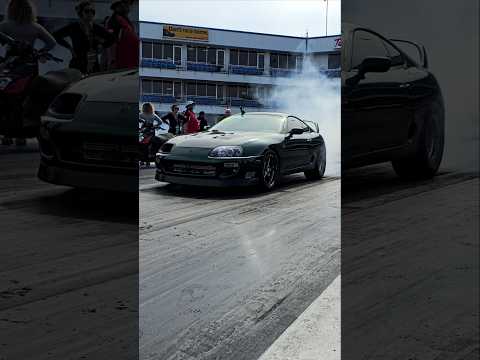 2JZ SUPRA SIDE BY SIDE 7.5!? #supra #2jz #mustang #dragrace #foxbody #turbo #nitrous #boosted #tx2k