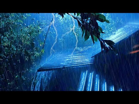 Overcome Stress to Sleep Instantly with Heavy Rain & Paramount Thunder Sounds a Tin Roof at Night ☂