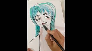 Acuarela puedes #artshorts #processart #watercolor #puedes #bluehair #drawing #sketch #shorts #home