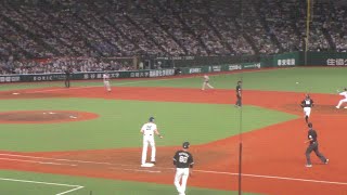 西武 平沼翔太のキャッチによる、543のダブルプレー　西武 vs ロッテ　2025年9月5日(金)　ベルーナドーム