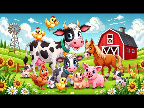 Farm Animals & Their Babies | Learn Animal Names !Meet farm animals & babies! 🐄🐎🐑🐖🐥 ! #KidsLearning#