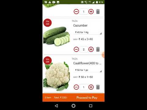 Taza Sabji app - an Online Vegetable and Fruits store app for your daily household needs.
