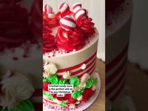 Take your Christmas cake to the next level with some crushed candy cane. 👏🏻 #cakedecorating #cake