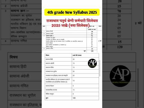 चतुर्थ श्रेणी नया सिलेबस 2025 |4thgradenew syllabus 2025 || Rajasthan New vacancy 2024 #4thgrade