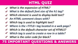 HTML QUIZ | Computer Science Quiz | 75 Important Questions For Beginners | Test Your HTML Knowledge