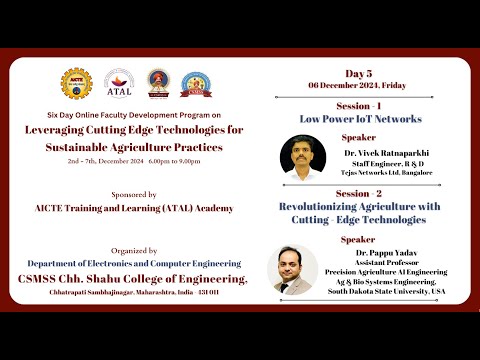 Day 5: AICTE ATAL FDP on Leveraging Cutting Edge Technologies for Sustainable Agriculture Practice