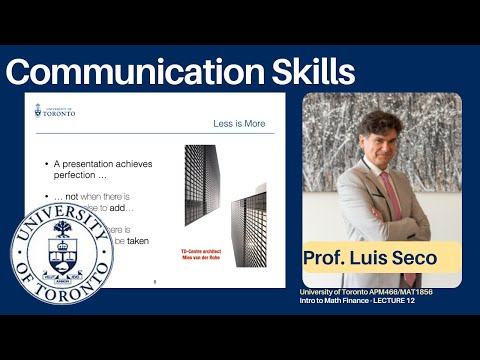Communication Skills - Lecture 12 - APM466/MAT1856