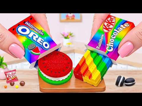 Rainbow OREO Watermelon vs KITKAT Chocolate Cake 🍫🌈 Satisfying Miniature Dessert Art Challenge
