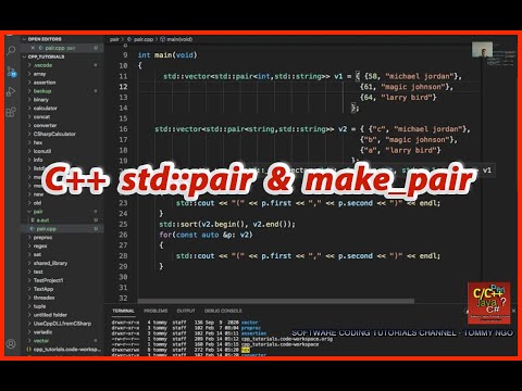 Using C++ Standard Pair and Make_Pair  | Software Coding Tutorials Channel