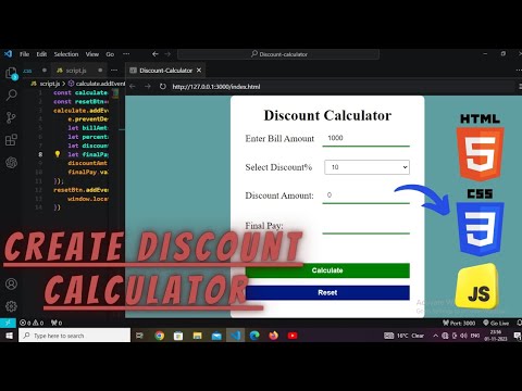Discount Calculator Using Html Css Javascript Mini project 🚀