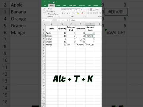 SHORTCUT TO OPEN ERROR CHECKING DIALOG BOX IN EXCEL #trending #shortsfeed #shorts