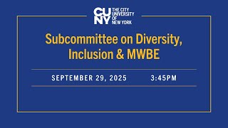 Subcommittee on Diversity, Inclusion & MWBE 092925