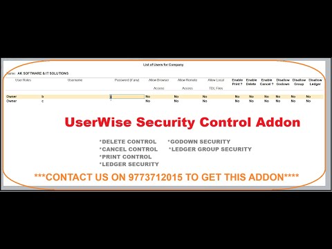 LEDGER GROUP,GODOWN,LEDGER,PRINT,DELETE & CANCEL SECURITY