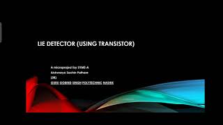 Microproject of Basic electrics and electronics. Aishwarya Pathare SYME-A