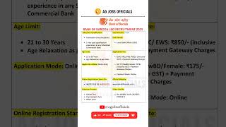 Bank of Baroda Recruitment 2025 || Apply for Local Bank Officer - 2500 Posts #bank #bankofbaroda