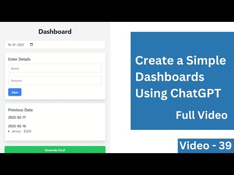 Create a Simple Dashboard Using ChatGPT full video
