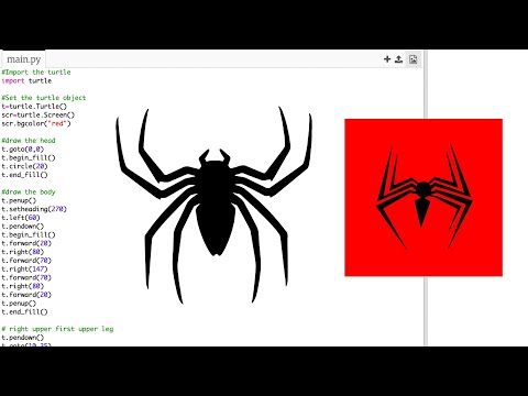 Draw spider man logo using python turtle graphics || spider logo