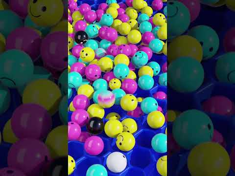 Rainbow Smiley Drop Into The Honeycomb 😛 #satisfying #animation #blender3d