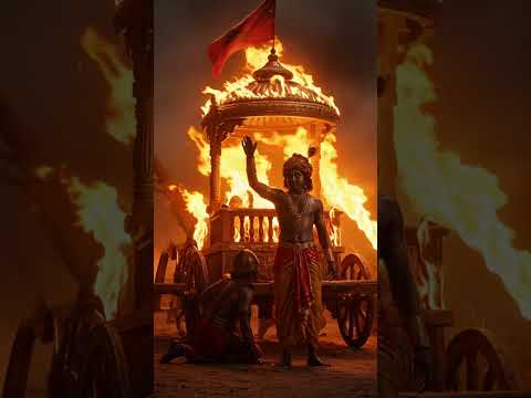 Krishna’s Farewell: The Burning Chariot of Kurukshetra 🕉️ In the golden aftermath of war #mahabharat