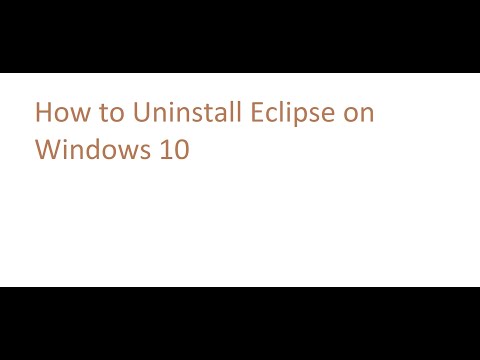 How to Uninstall Eclipse on windows 10