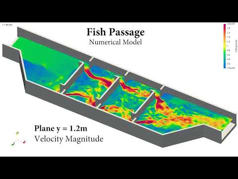 Flow through a fish passage simulation - Fluid Mechanics - interFoam - OpenFOAM 2112